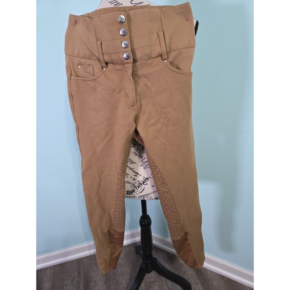 Horze Women's Tara High-Waisted Full-Seat Breeches brown 26 equestrian riding